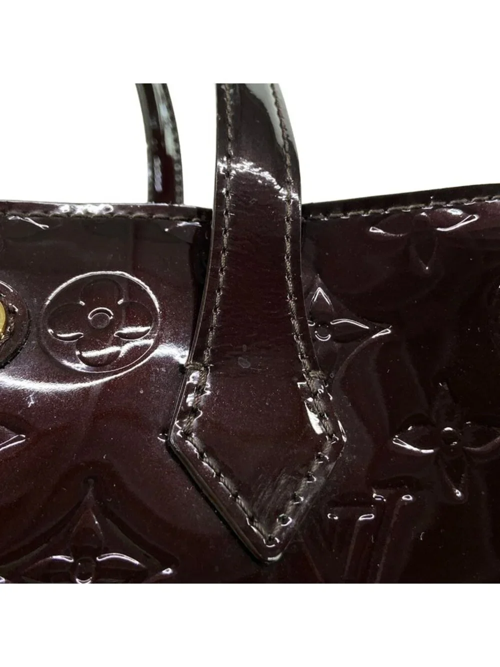 Louis Vuitton Tote Monogram Vernis Wilshire MM Amarante Leather